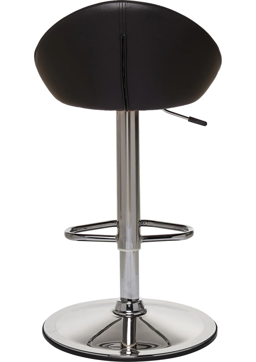 Leslie Bar Taburesi - Siyah Deri - Bar Koltuğu - Tabure